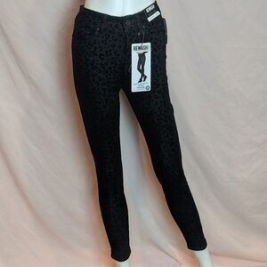 Rewash The Stevie Black Leopard Velvet High Rise Skinny Jeans